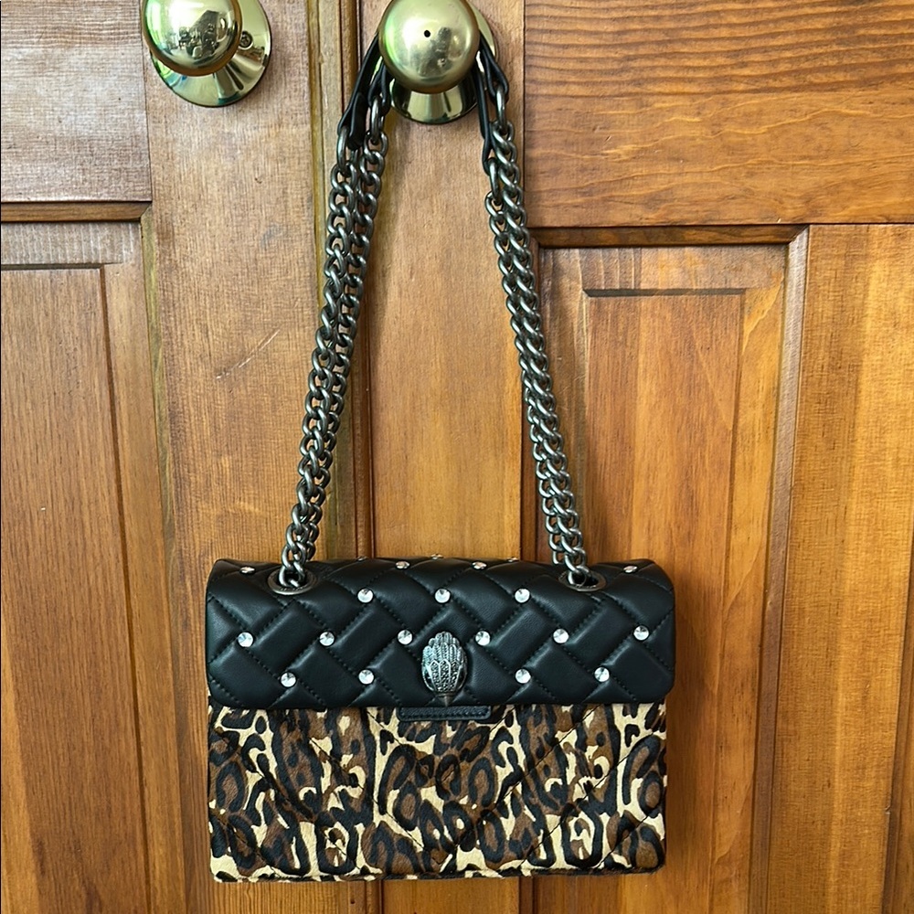 NWOT Kurt Geiger London Leopard Print Shoulder Bag with Chain Strap